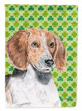 English Foxhound Lucky Shamrock St. Patrick's Day House Flag 28x40 Porch Sleeve Pole Decorative Outside Yard Banner Artwork Wall Hanging, Polyester