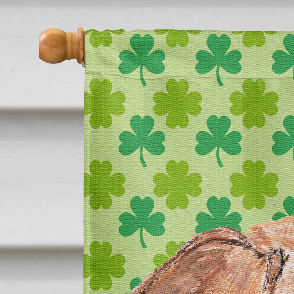 English Foxhound Lucky Shamrock St. Patrick's Day House Flag 28x40 Porch Sleeve Pole Decorative Outside Yard Banner Artwork Wall Hanging, Polyester