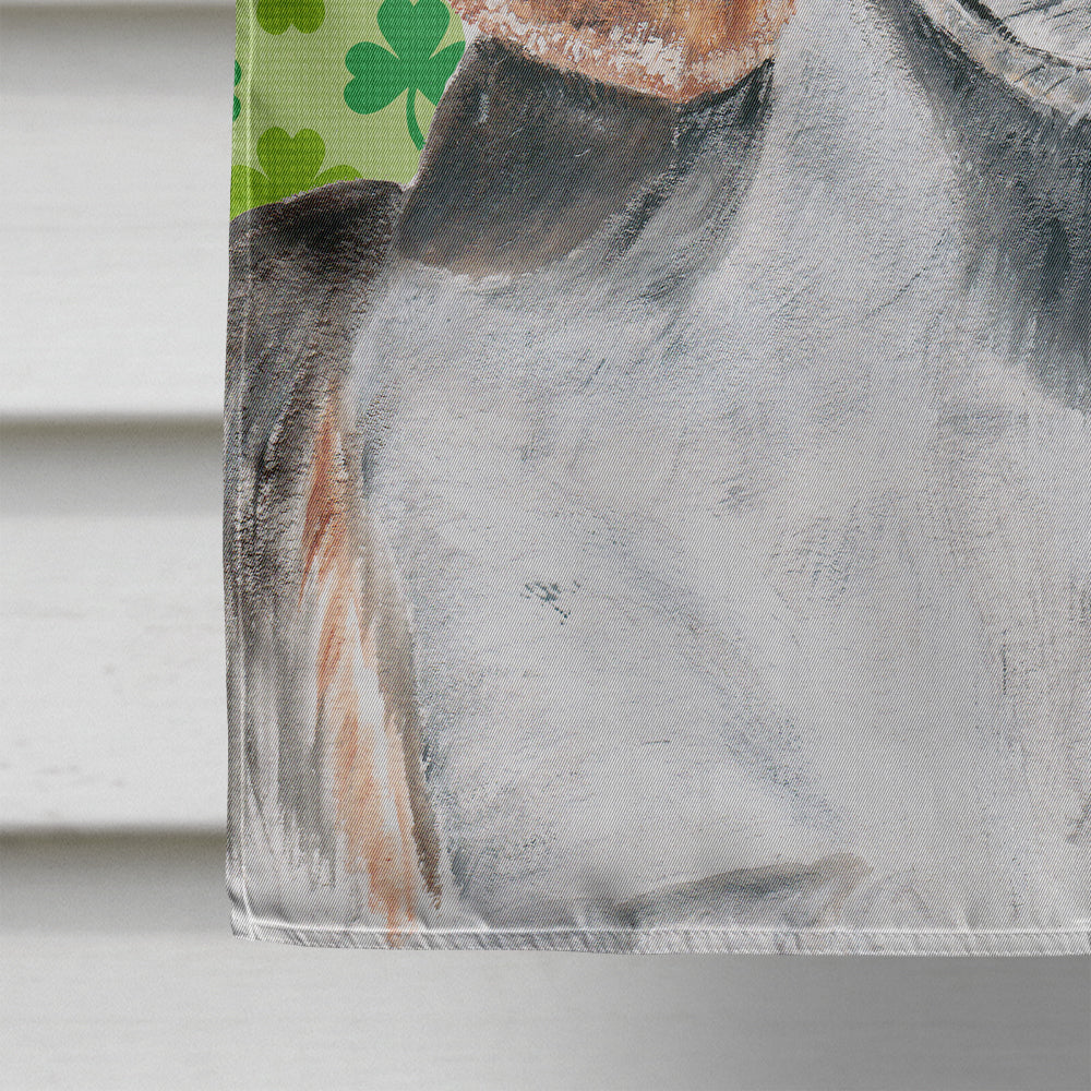 English Foxhound Lucky Shamrock St. Patrick's Day House Flag 28x40 Porch Sleeve Pole Decorative Outside Yard Banner Artwork Wall Hanging, Polyester
