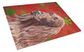 Irish Setter Red Snowflakes Holiday Cutting Board Tempered Glass Kitchen Cutting Surface, Heat Resistant Chopping, Non-Slip Feet, Food Prep & Serving