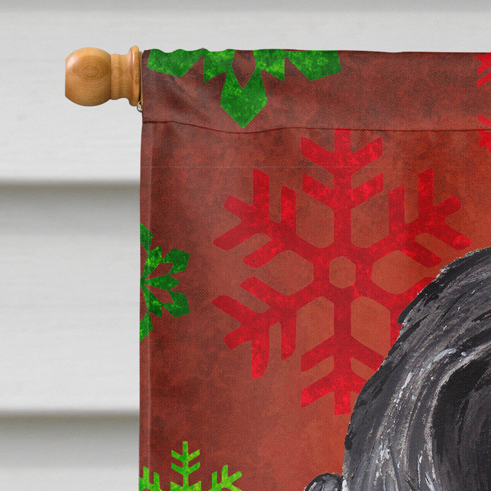 Black Cocker Spaniel Red Snowflakes Holiday House Flag 28x40 Porch Sleeve Pole Decorative Outside Yard Banner Artwork Wall Hanging, Polyester