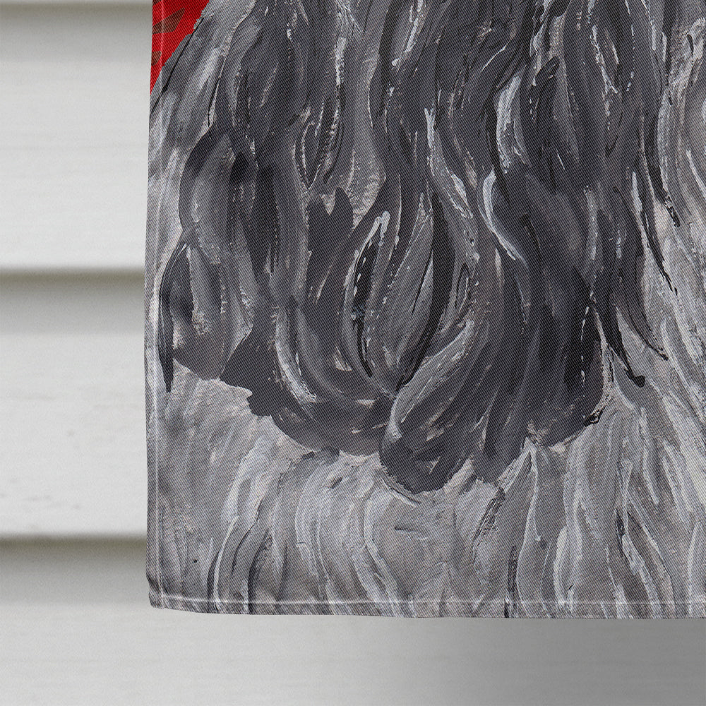 Black Cocker Spaniel Red Snowflakes Holiday House Flag 28x40 Porch Sleeve Pole Decorative Outside Yard Banner Artwork Wall Hanging, Polyester