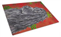 Black Cocker Spaniel Red Snowflakes Holiday Cutting Board Tempered Glass Kitchen Cutting Surface, Heat Resistant Chopping, Non-Slip Feet, Food Prep & Serving