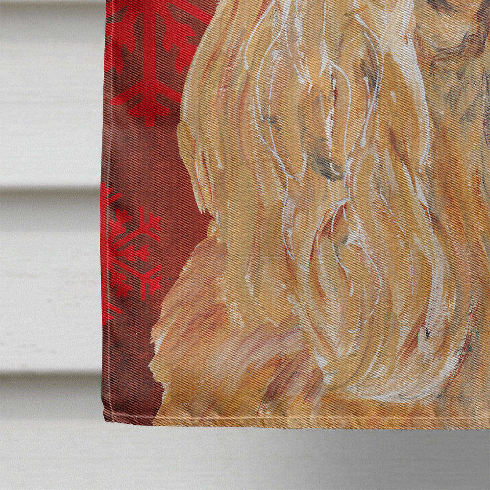 Buff Cocker Spaniel Red Snowflakes Holiday House Flag 28x40 Porch Sleeve Pole Decorative Outside Yard Banner Artwork Wall Hanging, Polyester