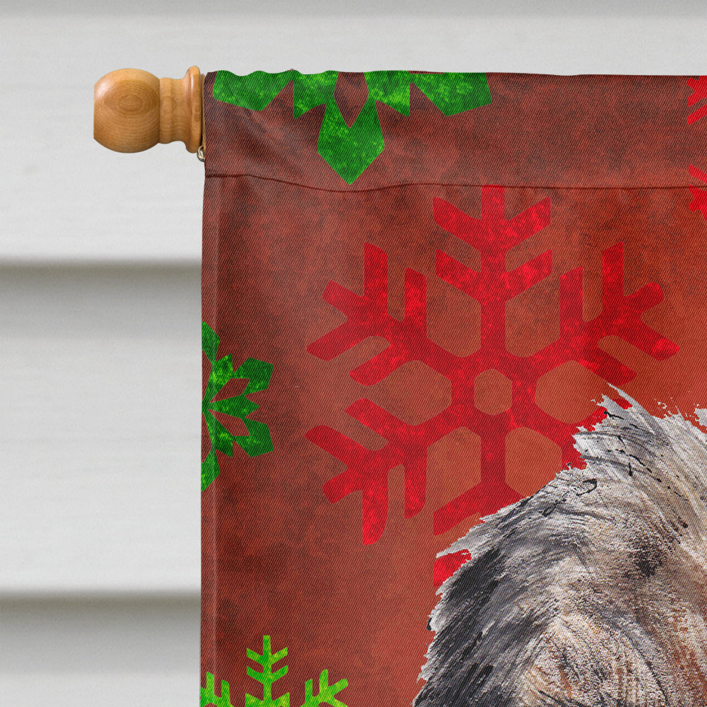 Border Terrier Red Snowflakes Holiday House Flag 28x40 Porch Sleeve Pole Decorative Outside Yard Banner Artwork Wall Hanging, Polyester