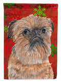 Brussels Griffon Red Snowflakes Holiday House Flag 28x40 Porch Sleeve Pole Decorative Outside Yard Banner Artwork Wall Hanging, Polyester