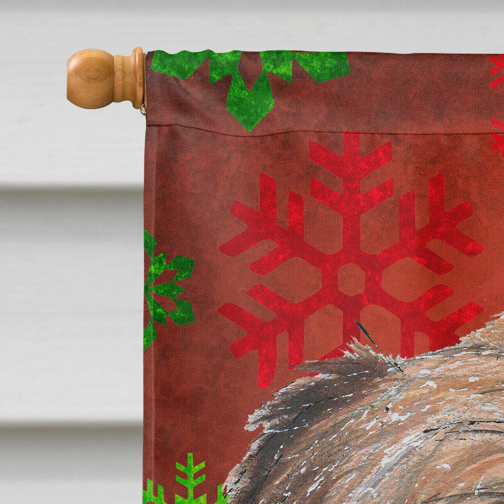 Brussels Griffon Red Snowflakes Holiday House Flag 28x40 Porch Sleeve Pole Decorative Outside Yard Banner Artwork Wall Hanging, Polyester