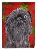 Brussels Griffon Red Snowflakes Holiday House Flag 28x40 Porch Sleeve Pole Decorative Outside Yard Banner Artwork Wall Hanging, Polyester
