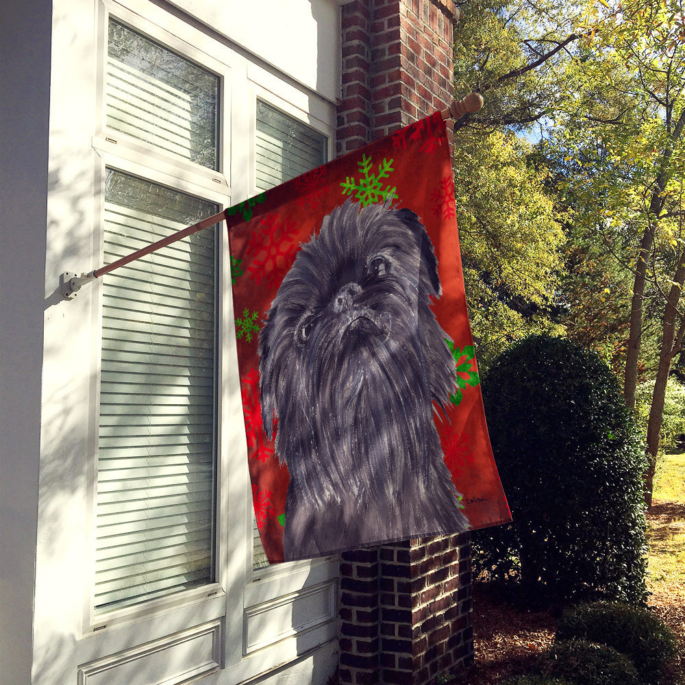 Brussels Griffon Red Snowflakes Holiday House Flag 28x40 Porch Sleeve Pole Decorative Outside Yard Banner Artwork Wall Hanging, Polyester