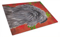 Brussels Griffon Red Snowflakes Holiday Cutting Board Tempered Glass Kitchen Cutting Surface, Heat Resistant Chopping, Non-Slip Feet, Food Prep & Serving