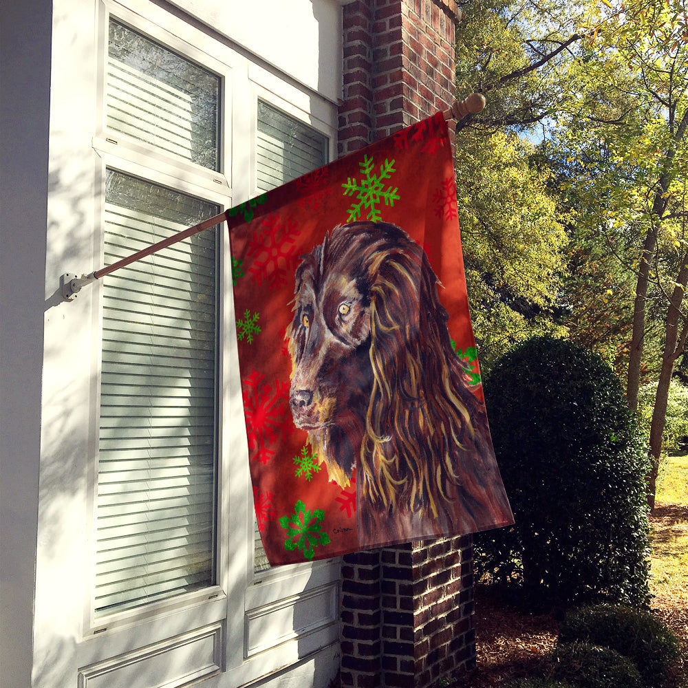 Boykin Spaniel Red Snowflakes Holiday House Flag 28x40 Porch Sleeve Pole Decorative Outside Yard Banner Artwork Wall Hanging, Polyester
