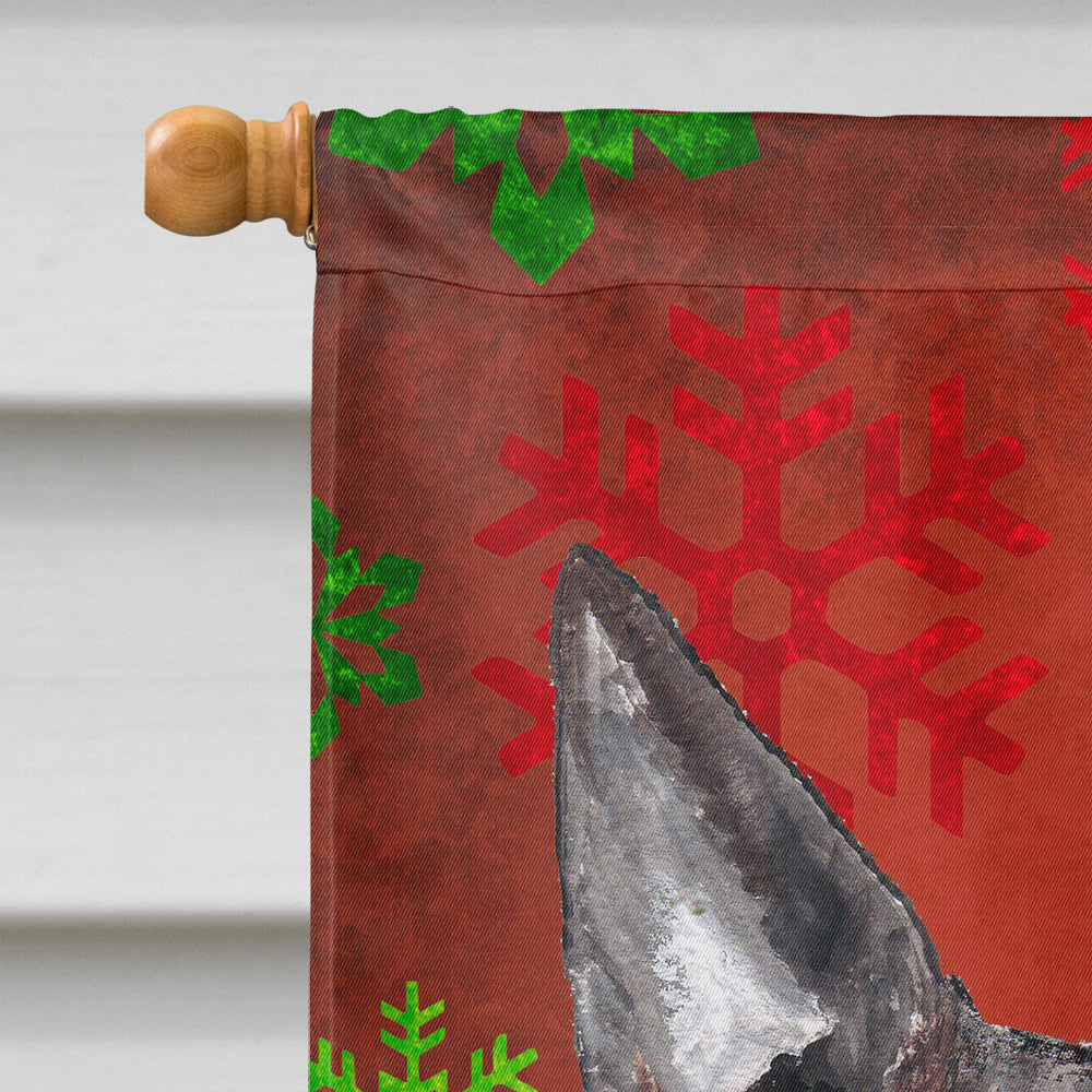 Bull Terrier Red Snowflakes Holiday House Flag 28x40 Porch Sleeve Pole Decorative Outside Yard Banner Artwork Wall Hanging, Polyester
