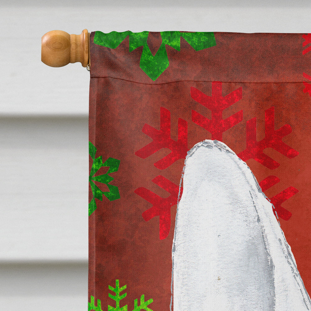 Bull Terrier Red Snowflakes Holiday House Flag 28x40 Porch Sleeve Pole Decorative Outside Yard Banner Artwork Wall Hanging, Polyester