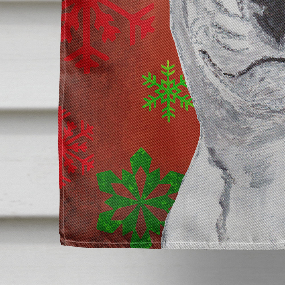 Bull Terrier Red Snowflakes Holiday House Flag 28x40 Porch Sleeve Pole Decorative Outside Yard Banner Artwork Wall Hanging, Polyester