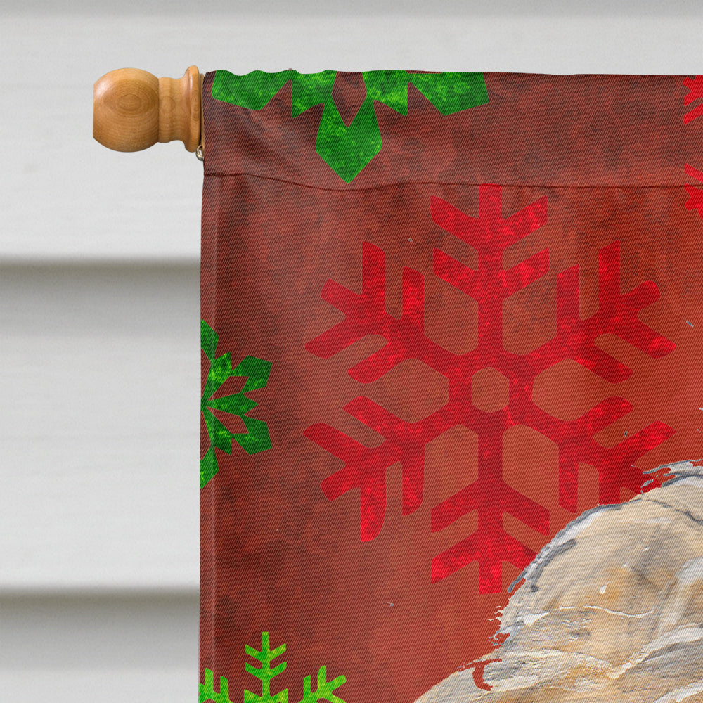 Golden Doodle Red Snowflakes Holiday House Flag 28x40 Porch Sleeve Pole Decorative Outside Yard Banner Artwork Wall Hanging, Polyester