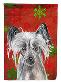 Chinese Crested Red Snowflakes Holiday House Flag 28x40 Porch Sleeve Pole Decorative Outside Yard Banner Artwork Wall Hanging, Polyester