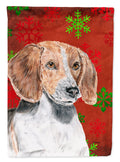 English Foxhound Red Snowflakes Holiday House Flag 28x40 Porch Sleeve Pole Decorative Outside Yard Banner Artwork Wall Hanging, Polyester