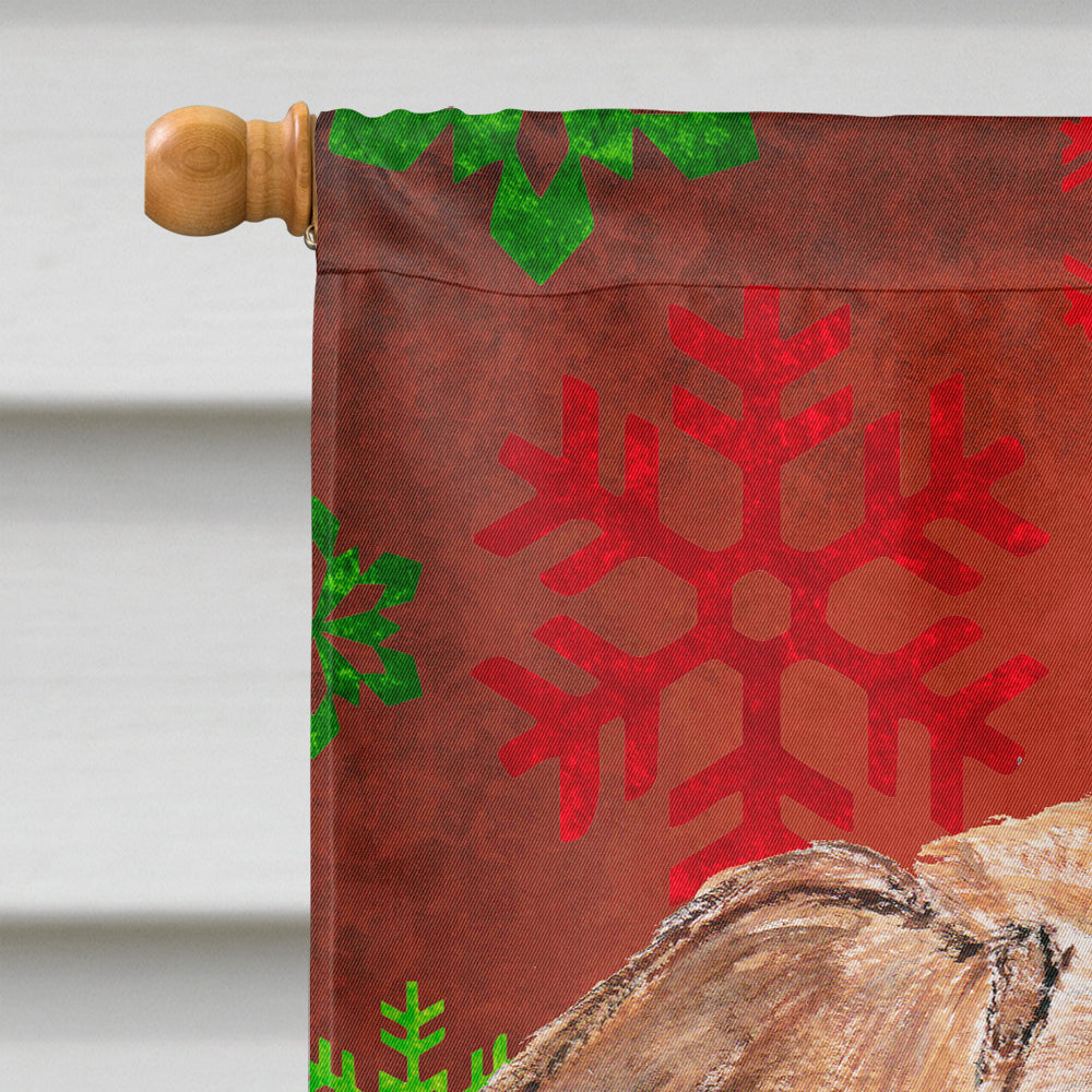 English Foxhound Red Snowflakes Holiday House Flag 28x40 Porch Sleeve Pole Decorative Outside Yard Banner Artwork Wall Hanging, Polyester