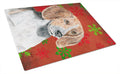 English Foxhound Red Snowflakes Holiday Cutting Board Tempered Glass Kitchen Cutting Surface, Heat Resistant Chopping, Non-Slip Feet, Food Prep & Serving