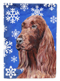 Irish Setter Winter Snowflakes House Flag 28x40 Porch Sleeve Pole Decorative Outside Yard Banner Artwork Wall Hanging, Polyester