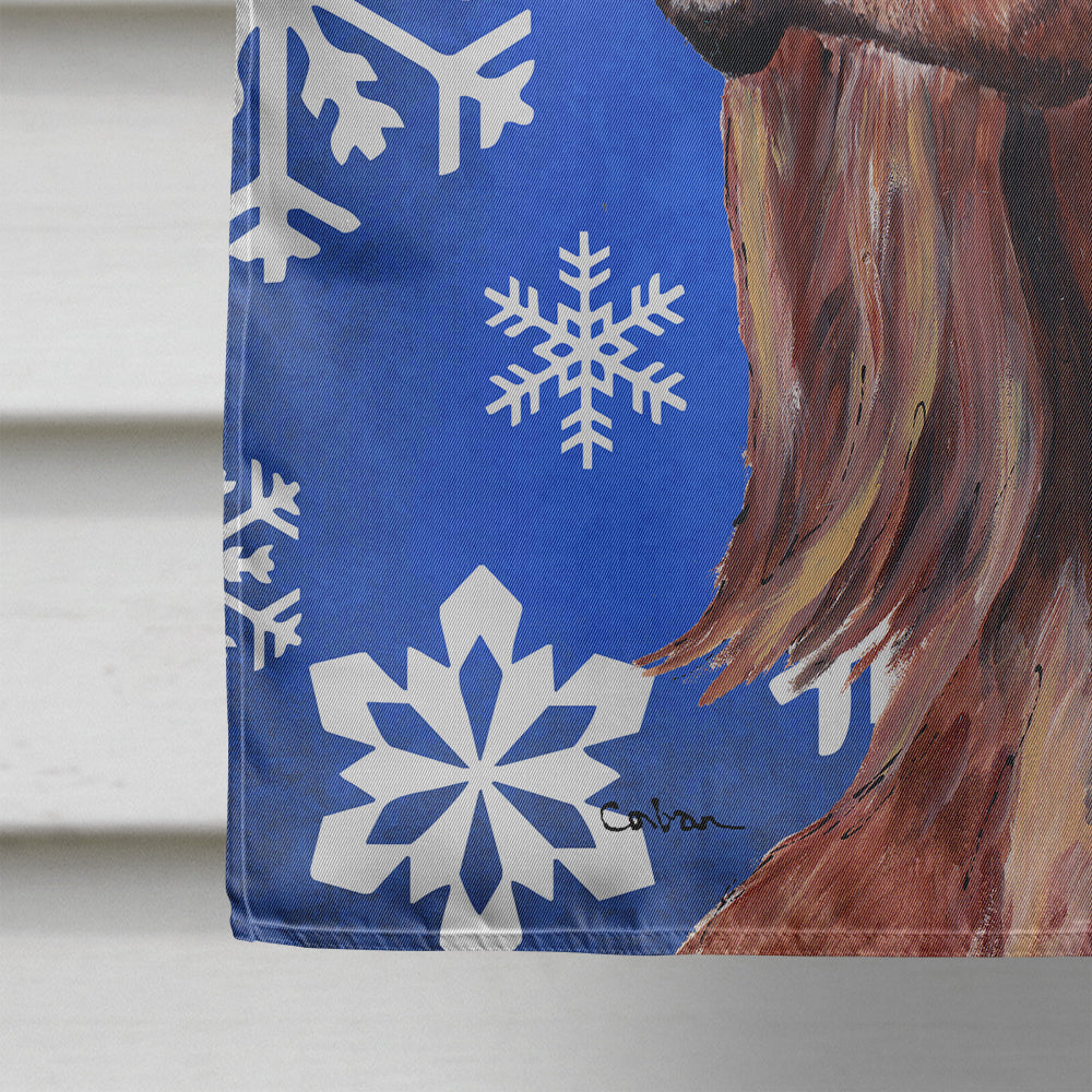 Irish Setter Winter Snowflakes House Flag 28x40 Porch Sleeve Pole Decorative Outside Yard Banner Artwork Wall Hanging, Polyester