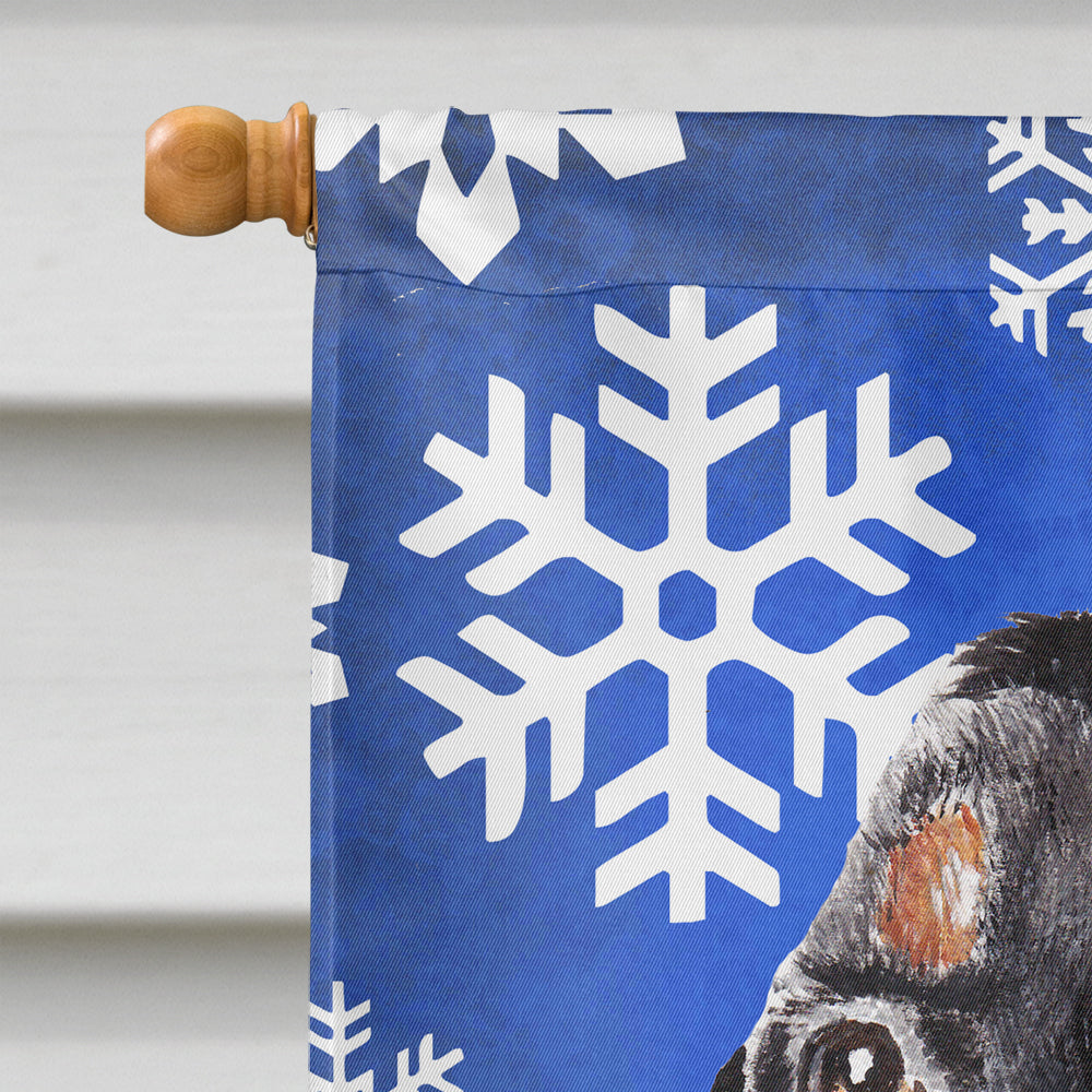 Black and Tan Coonhound Winter Snowflakes House Flag 28x40 Porch Sleeve Pole Decorative Outside Yard Banner Artwork Wall Hanging, Polyester