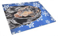 Black and Tan Coonhound Winter Snowflakes Cutting Board Tempered Glass Kitchen Cutting Surface, Heat Resistant Chopping, Non-Slip Feet, Food Prep & Serving
