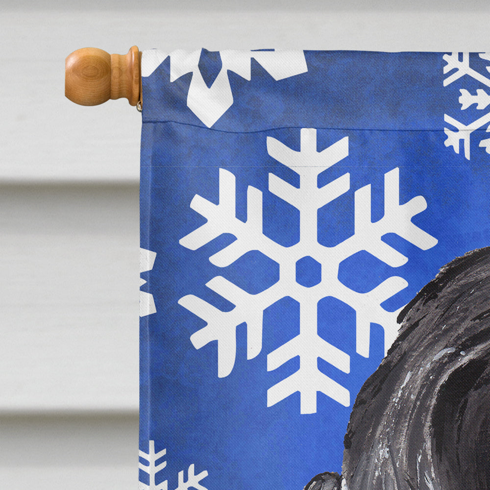 Black Cocker Spaniel Winter Snowflakes House Flag 28x40 Porch Sleeve Pole Decorative Outside Yard Banner Artwork Wall Hanging, Polyester