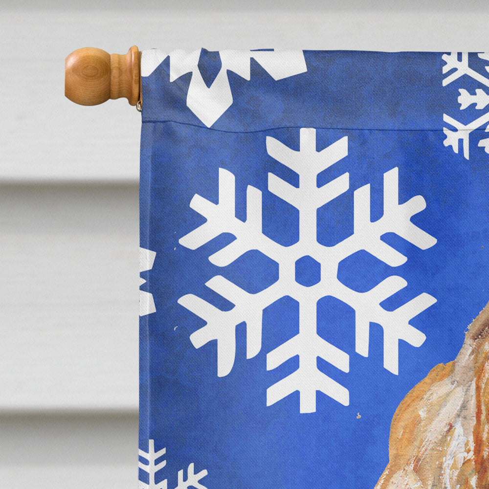Buff Cocker Spaniel Winter Snowflakes House Flag 28x40 Porch Sleeve Pole Decorative Outside Yard Banner Artwork Wall Hanging, Polyester