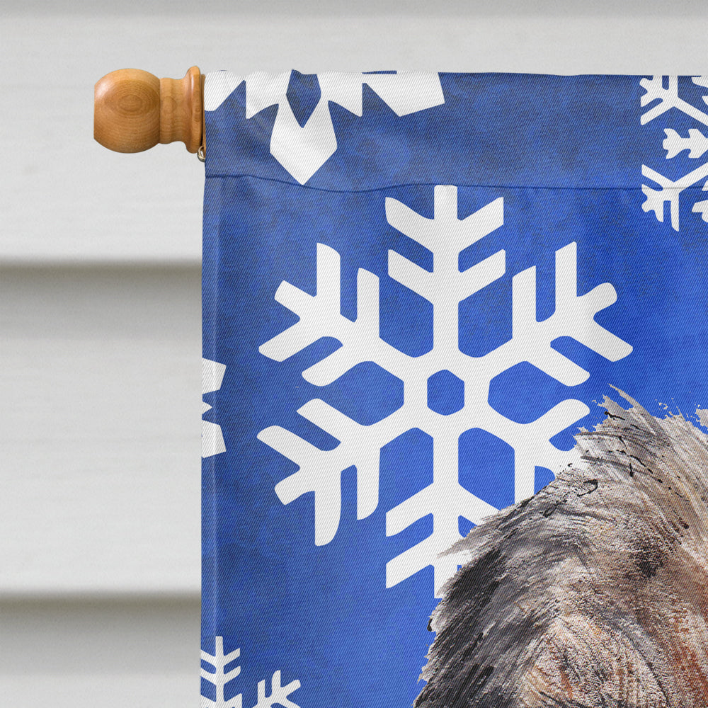 Border Terrier Winter Snowflakes House Flag 28x40 Porch Sleeve Pole Decorative Outside Yard Banner Artwork Wall Hanging, Polyester