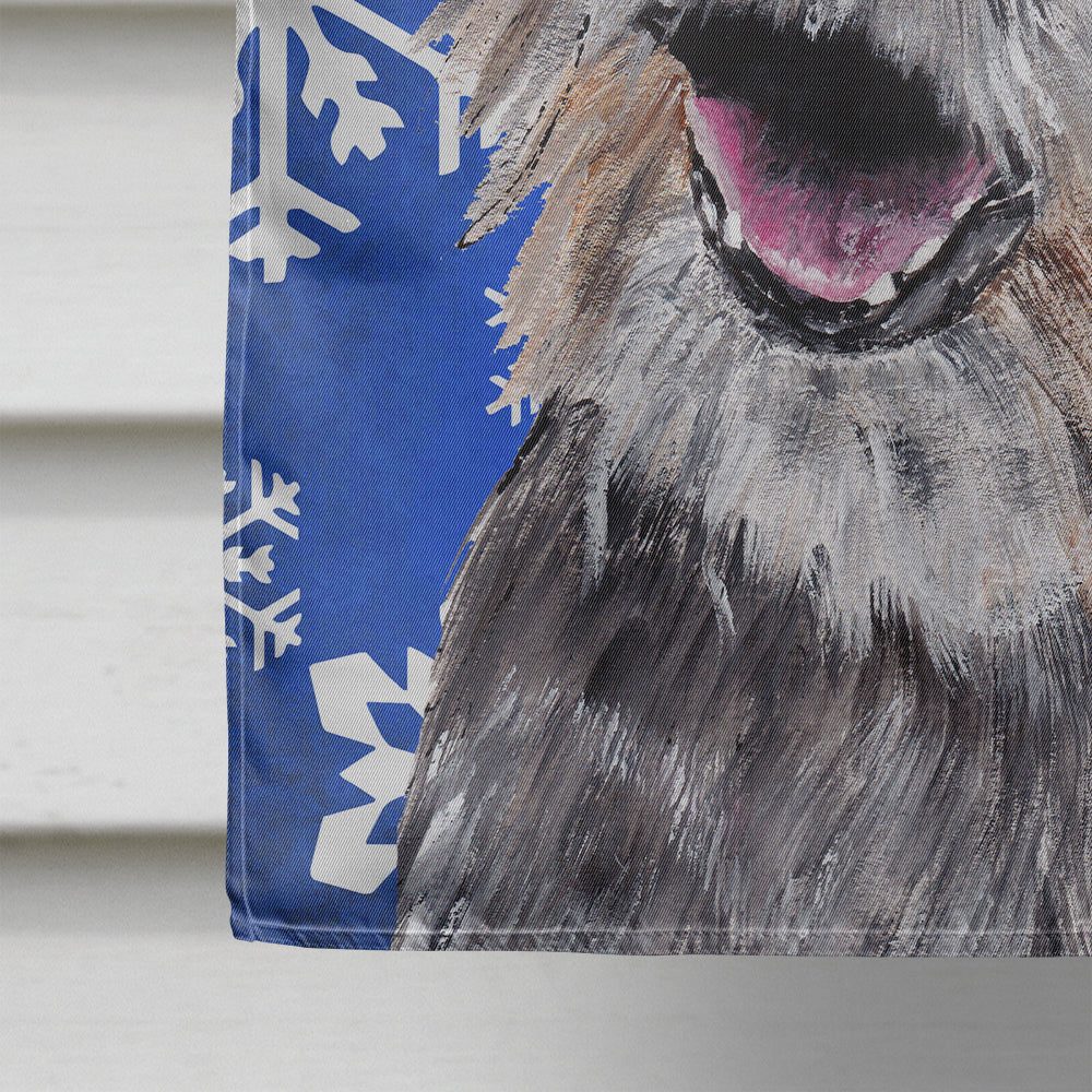 Border Terrier Winter Snowflakes House Flag 28x40 Porch Sleeve Pole Decorative Outside Yard Banner Artwork Wall Hanging, Polyester