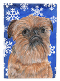 Brussels Griffon Winter Snowflakes House Flag 28x40 Porch Sleeve Pole Decorative Outside Yard Banner Artwork Wall Hanging, Polyester