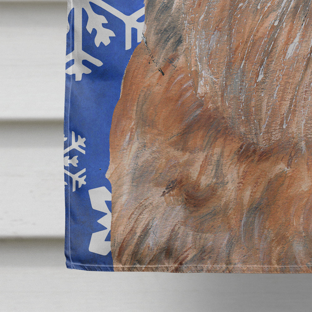 Brussels Griffon Winter Snowflakes House Flag 28x40 Porch Sleeve Pole Decorative Outside Yard Banner Artwork Wall Hanging, Polyester