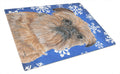 Brussels Griffon Winter Snowflakes Cutting Board Tempered Glass Kitchen Cutting Surface, Heat Resistant Chopping, Non-Slip Feet, Food Prep & Serving