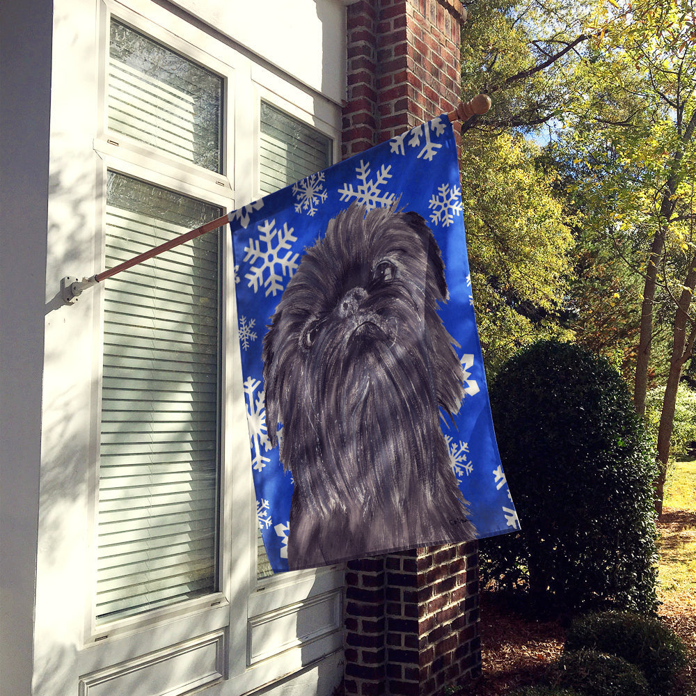 Brussels Griffon Winter Snowflakes House Flag 28x40 Porch Sleeve Pole Decorative Outside Yard Banner Artwork Wall Hanging, Polyester