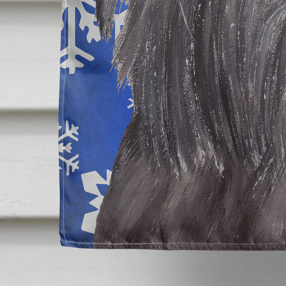 Brussels Griffon Winter Snowflakes House Flag 28x40 Porch Sleeve Pole Decorative Outside Yard Banner Artwork Wall Hanging, Polyester