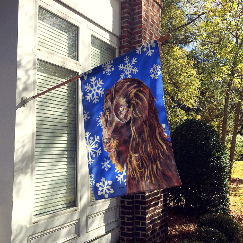 Boykin Spaniel Winter Snowflakes House Flag 28x40 Porch Sleeve Pole Decorative Outside Yard Banner Artwork Wall Hanging, Polyester