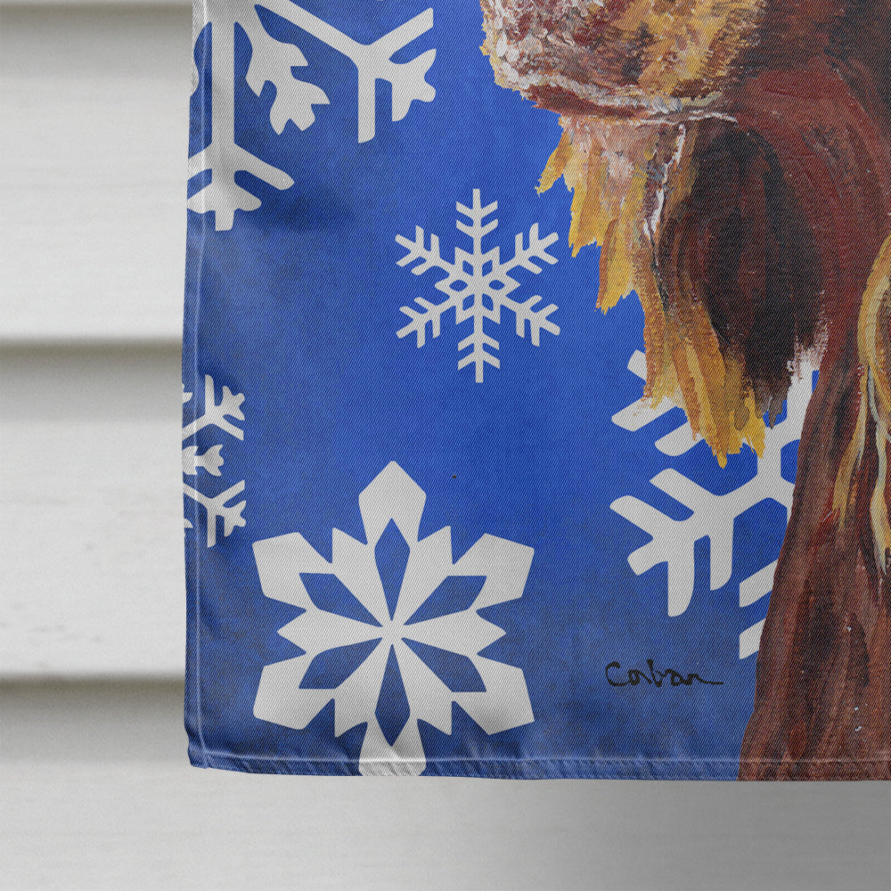 Boykin Spaniel Winter Snowflakes House Flag 28x40 Porch Sleeve Pole Decorative Outside Yard Banner Artwork Wall Hanging, Polyester