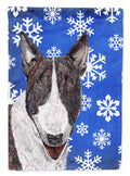 Bull Terrier Winter Snowflakes House Flag 28x40 Porch Sleeve Pole Decorative Outside Yard Banner Artwork Wall Hanging, Polyester