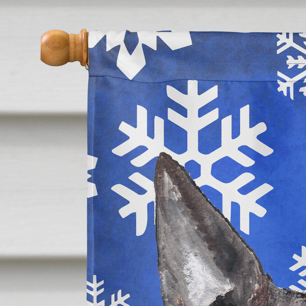 Bull Terrier Winter Snowflakes House Flag 28x40 Porch Sleeve Pole Decorative Outside Yard Banner Artwork Wall Hanging, Polyester