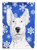 Bull Terrier Winter Snowflakes House Flag 28x40 Porch Sleeve Pole Decorative Outside Yard Banner Artwork Wall Hanging, Polyester