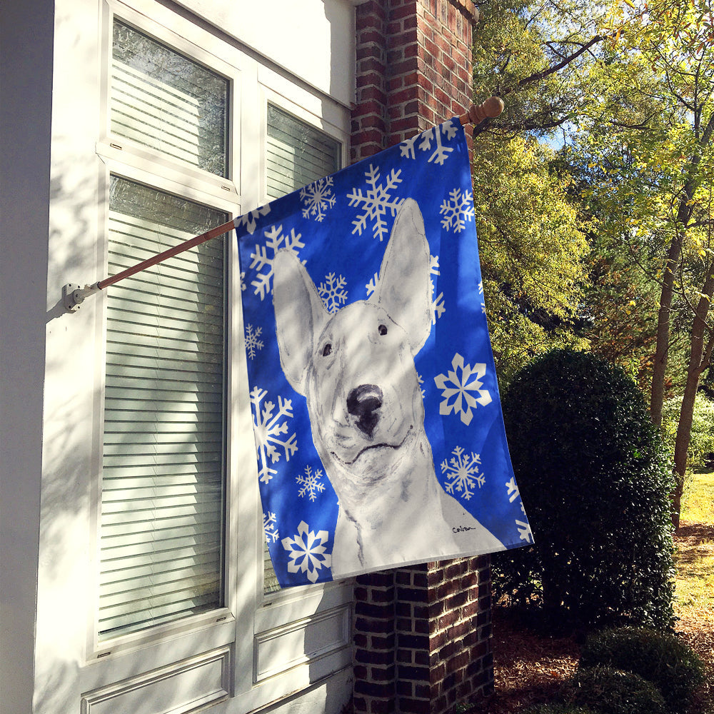 Bull Terrier Winter Snowflakes House Flag 28x40 Porch Sleeve Pole Decorative Outside Yard Banner Artwork Wall Hanging, Polyester