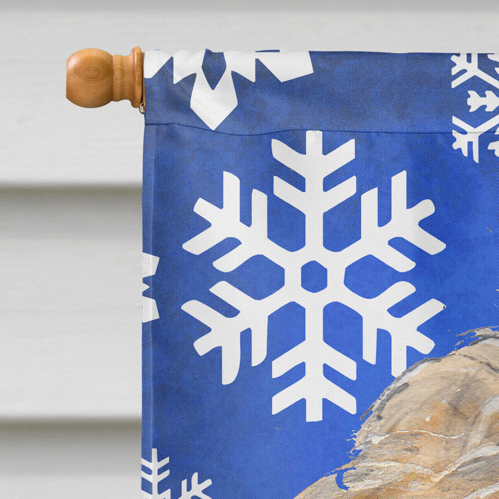 Golden Doodle Winter Snowflakes House Flag 28x40 Porch Sleeve Pole Decorative Outside Yard Banner Artwork Wall Hanging, Polyester