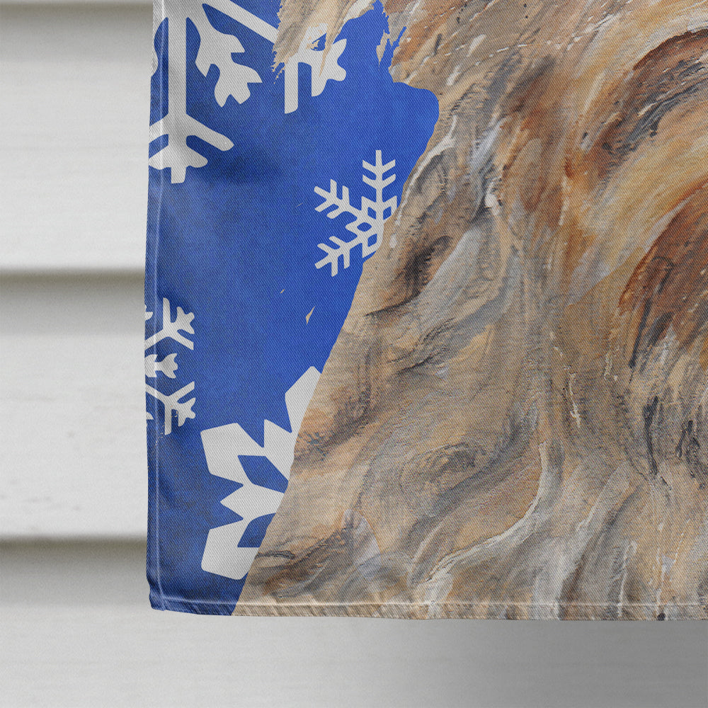 Golden Doodle Winter Snowflakes House Flag 28x40 Porch Sleeve Pole Decorative Outside Yard Banner Artwork Wall Hanging, Polyester