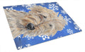 Golden Doodle Winter Snowflakes Cutting Board Tempered Glass Kitchen Cutting Surface, Heat Resistant Chopping, Non-Slip Feet, Food Prep & Serving