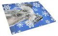 Chinese Crested Winter Snowflakes Cutting Board Tempered Glass Kitchen Cutting Surface, Heat Resistant Chopping, Non-Slip Feet, Food Prep & Serving