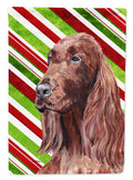 Irish Setter Candy Cane Christmas House Flag 28x40 Porch Sleeve Pole Decorative Outside Yard Banner Artwork Wall Hanging, Polyester