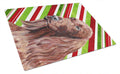 Irish Setter Candy Cane Christmas Cutting Board Tempered Glass Kitchen Cutting Surface, Heat Resistant Chopping, Non-Slip Feet, Food Prep & Serving
