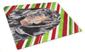 Black and Tan Coonhound Candy Cane Christmas Cutting Board Tempered Glass Kitchen Cutting Surface, Heat Resistant Chopping, Non-Slip Feet, Food Prep & Serving