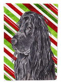 Black Cocker Spaniel Candy Cane Christmas House Flag 28x40 Porch Sleeve Pole Decorative Outside Yard Banner Artwork Wall Hanging, Polyester